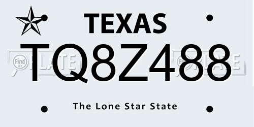 TQ8Z488 Texas License Plate