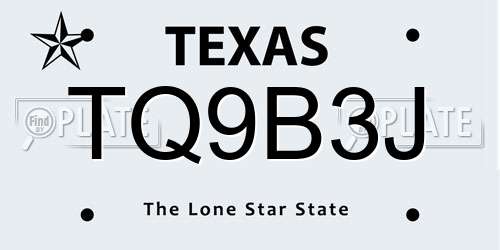 TQ9B3J Texas License Plate