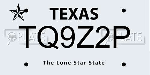 TQ9Z2P Texas License Plate