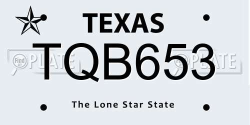 TQB653 Texas License Plate