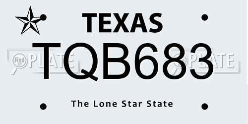 TQB683 Texas License Plate