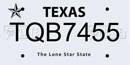 TQB7455 Texas License Plate