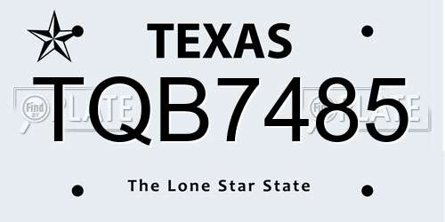 TQB7485 Texas License Plate