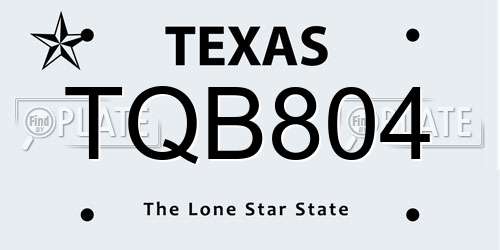 TQB804 Texas License Plate