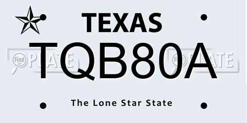 TQB80A Texas License Plate