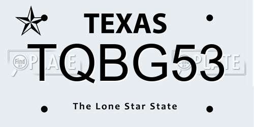 TQBG53 Texas License Plate