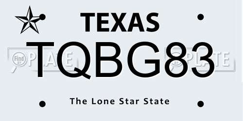 TQBG83 Texas License Plate