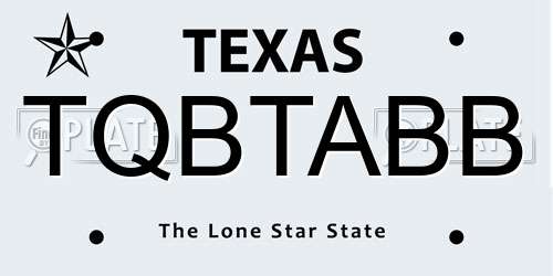 TQBTABB Texas License Plate