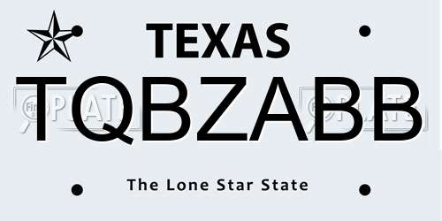 TQBZABB Texas License Plate