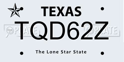 TQD62Z Texas License Plate