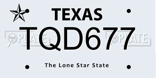 TQD677 Texas License Plate