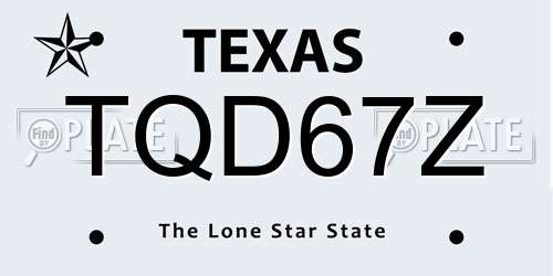 TQD67Z Texas License Plate