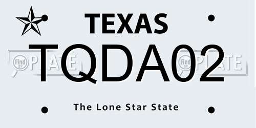 TQDA02 Texas License Plate