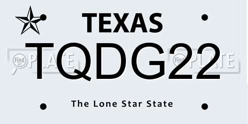 TQDG22 Texas License Plate