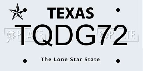 TQDG72 Texas License Plate