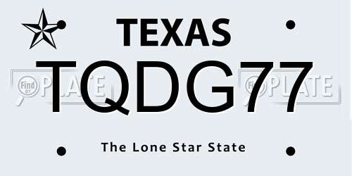 TQDG77 Texas License Plate