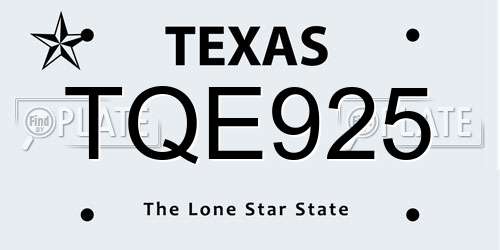 TQE925 Texas License Plate