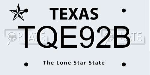 TQE92B Texas License Plate