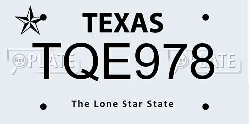 TQE978 Texas License Plate