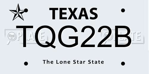 TQG22B Texas License Plate