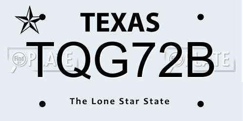 TQG72B Texas License Plate