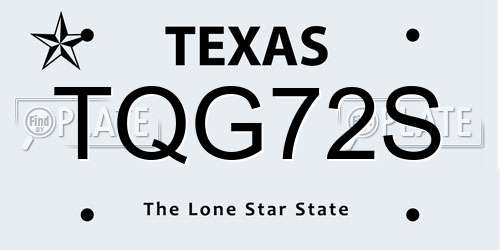 TQG72S Texas License Plate