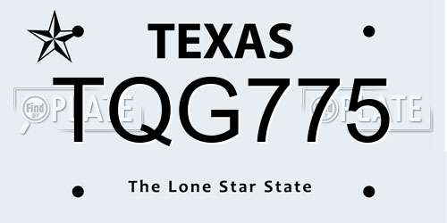 TQG775 Texas License Plate