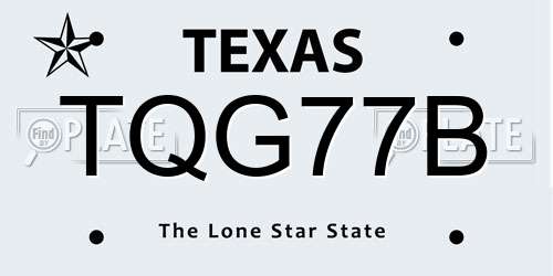 TQG77B Texas License Plate
