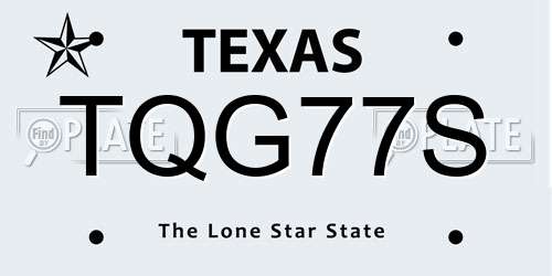 TQG77S Texas License Plate