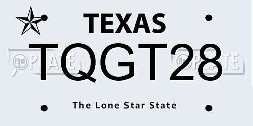 TQGT28 Texas License Plate