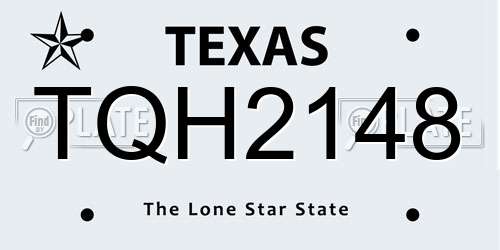 TQH2148 Texas License Plate
