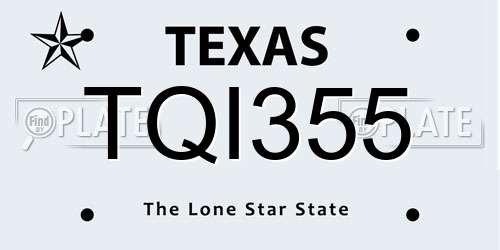 TQI355 Texas License Plate