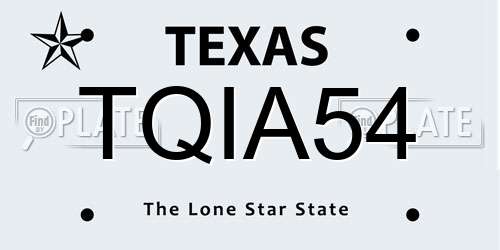 TQIA54 Texas License Plate