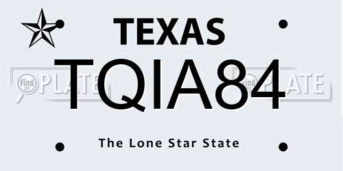 TQIA84 Texas License Plate
