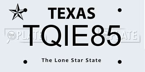 TQIE85 Texas License Plate
