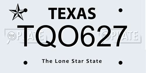 TQO627 Texas License Plate