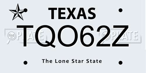 TQO62Z Texas License Plate