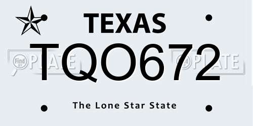 TQO672 Texas License Plate