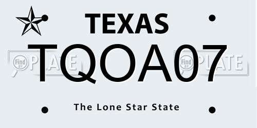 TQOA07 Texas License Plate