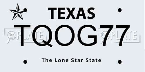 TQOG77 Texas License Plate