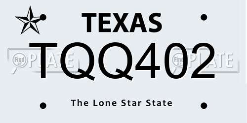 TQQ402 Texas License Plate