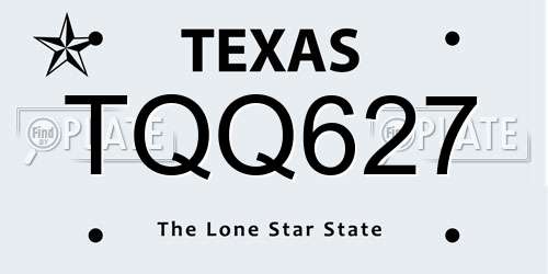 TQQ627 Texas License Plate