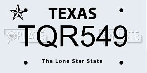 TQR549 Texas License Plate