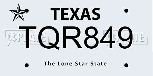 TQR849 Texas License Plate