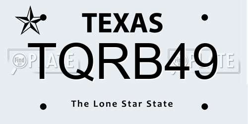 TQRB49 Texas License Plate