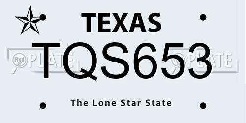 TQS653 Texas License Plate