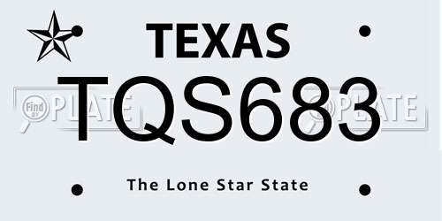 TQS683 Texas License Plate