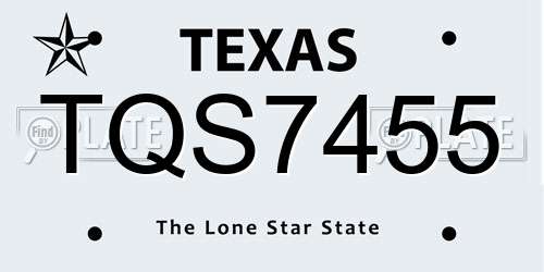 TQS7455 Texas License Plate