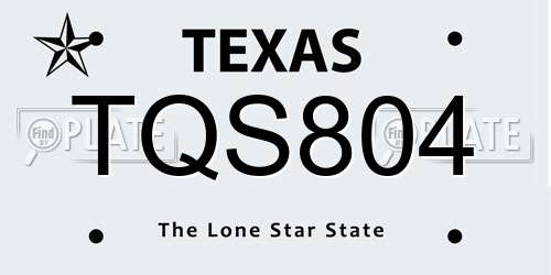 TQS804 Texas License Plate