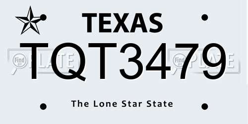TQT3479 Texas License Plate